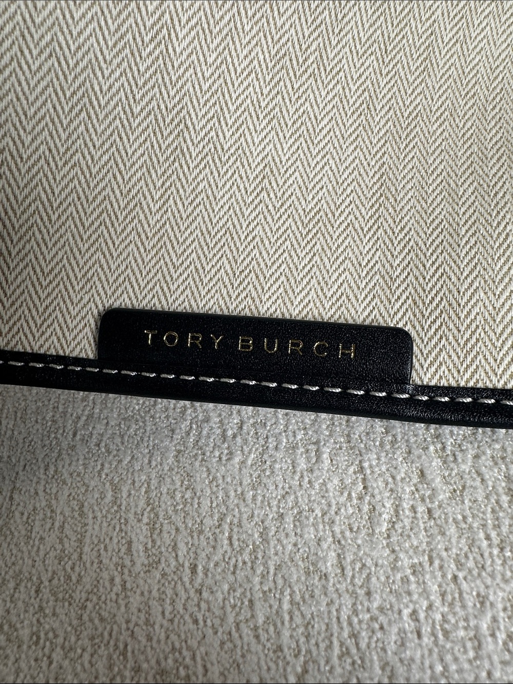 Tory Burch Ella Striped Straw Basket Tote with Cream Canvas Wristlet - Picture 3 of 4